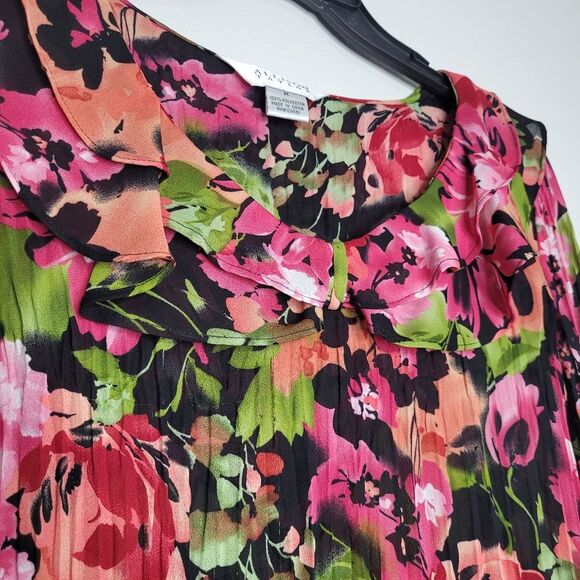 Vintage floarl y2k preppy bright romantic feminine 90s top size medium - Picture 4 of 8